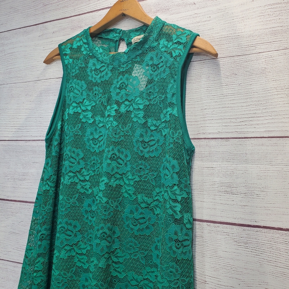 Liberty Love Emerald Green Lace A-Line Sleeveless Dress Size XL NWT - Picture 3 of 10